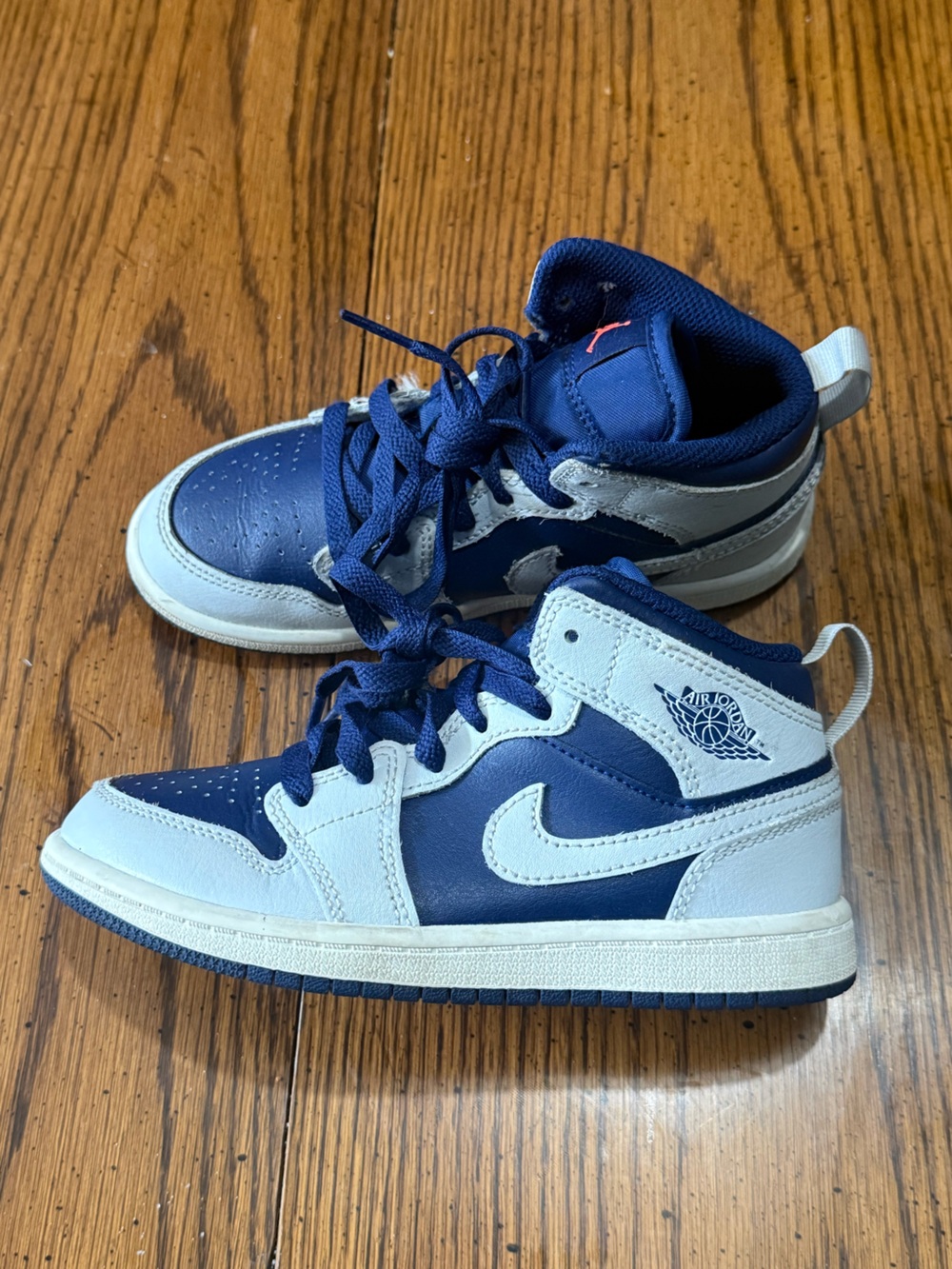 Jordan Kids Navy and White High-Top Sneakers